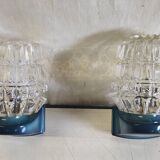 Blue glass and plastic wall lights - 1970s