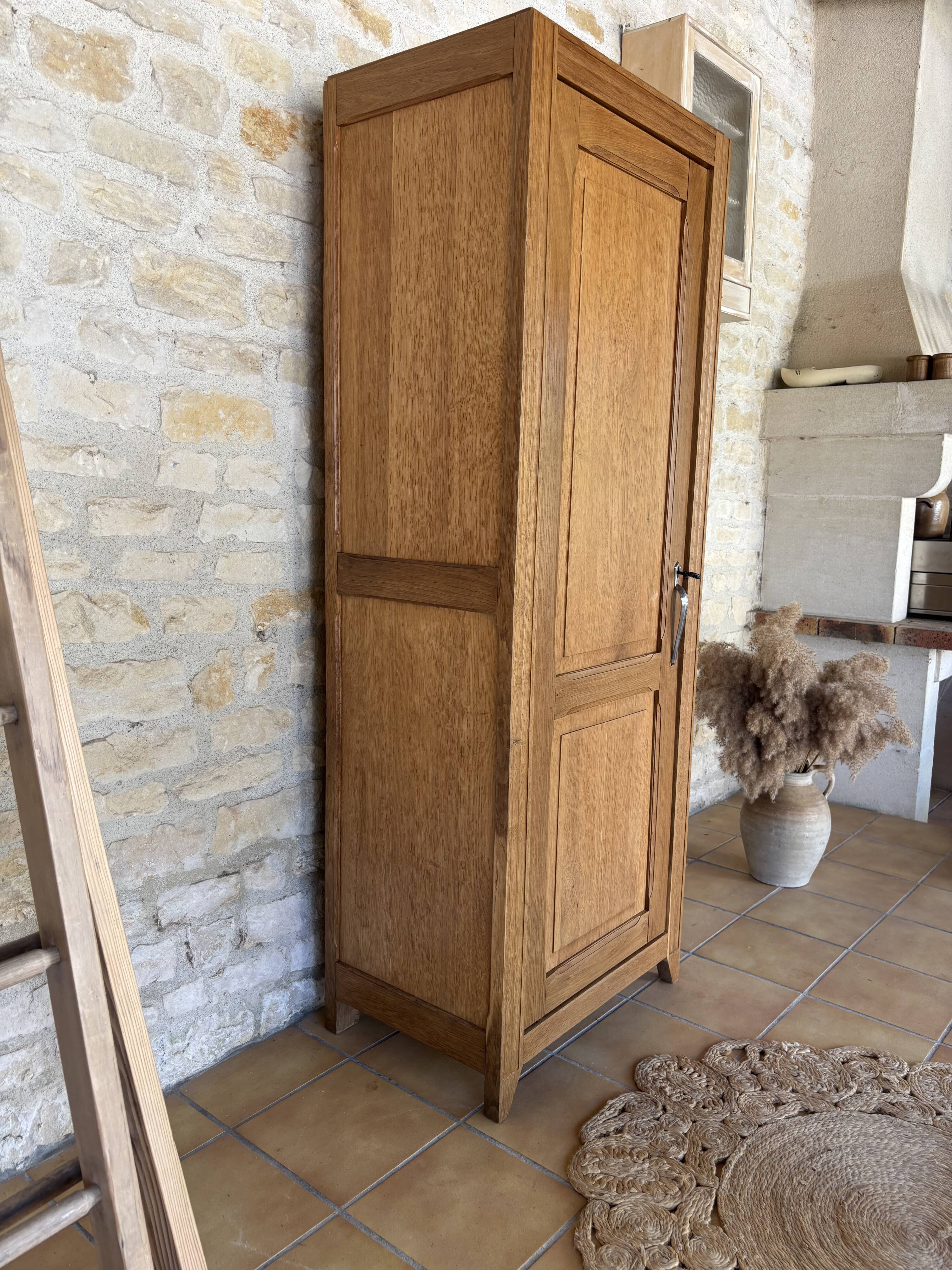 Restored solid oak bonnetière wardrobe