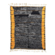 tapis Marocain berbere  Mrirt noir et orange fait main en laine