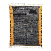 tapis Marocain berbere  Mrirt noir et orange fait main en laine