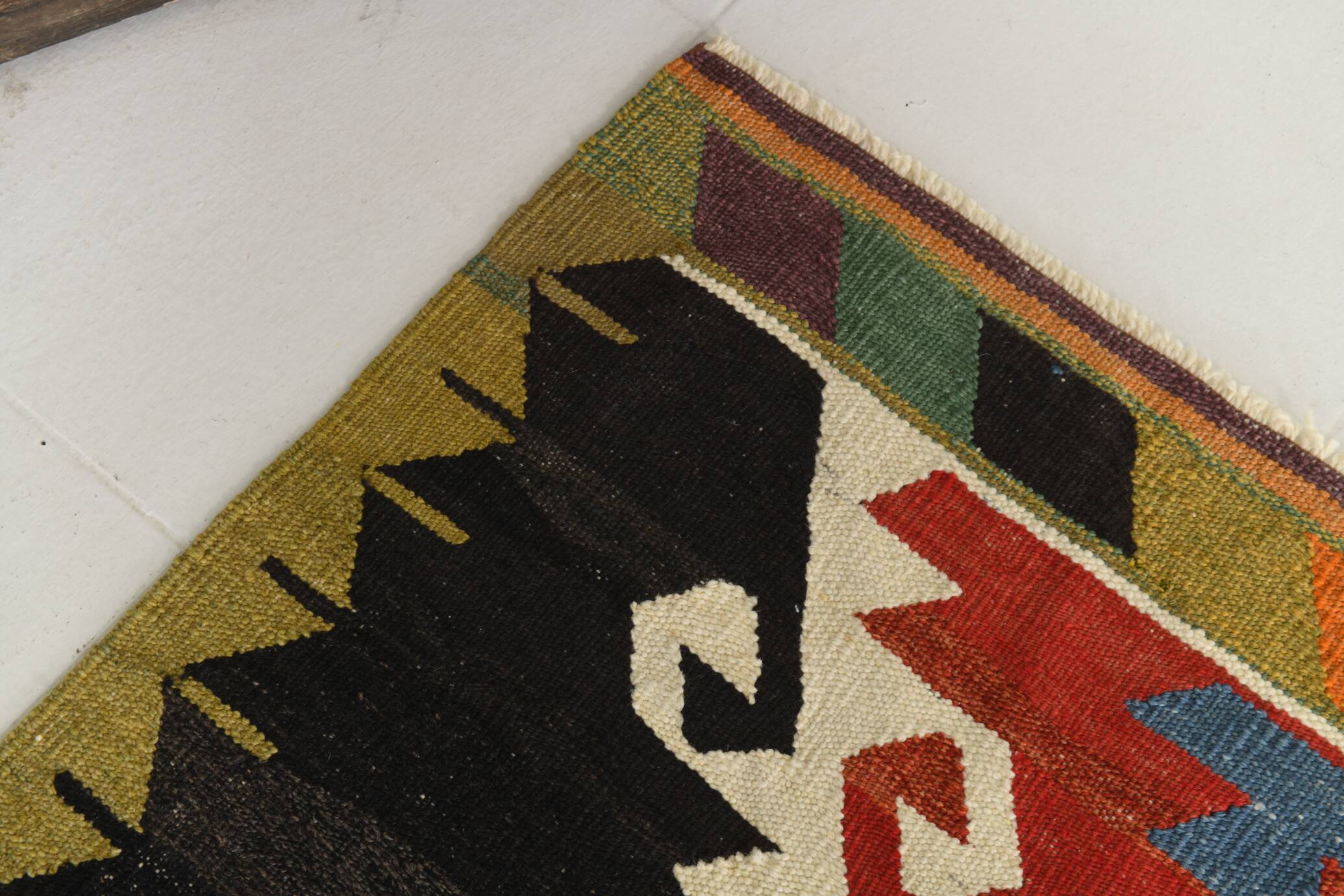 8x12 Multicolor Geometric Vintage Kilim Rug, 252x361Cm