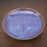 Signed stoneware bowl, glazed stoneware bowl, blue/purple bowl, empty pocket