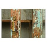 Blue green green wood glazed buffet