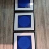 Optical Art Triptych - 3 Vintage Paintings - Victor Vasarely - Frames