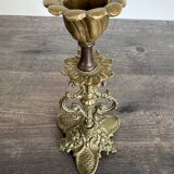 Antique chiselled bronze candlestick