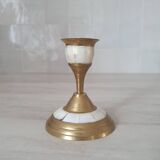 Brass and mother-of-pearl candle holder