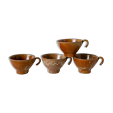 Set of 4 enameled stoneware coffee/tea cups 1970