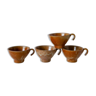 Lot de 4 tasses à café / thé en grès émaillé 1970