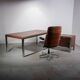 No. 3055D table desk and No. 3076 credenza extension from the Pfister Executive Office Collection for KnollStudio, circa 1988