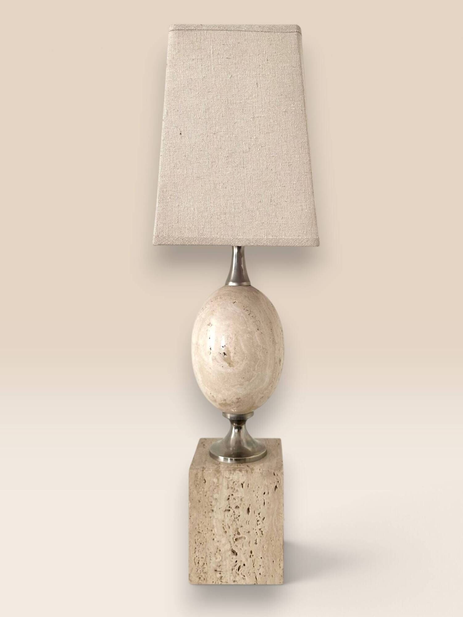 Travertine lamp by Philippe Barbier