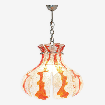 Lampe suspendue vintage avec verre de Murano, pour Mazzega, années 1960