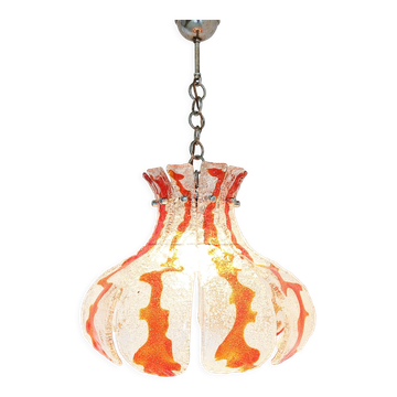 Vintage hanging lamp with murano glass, for Mazzega, 1960s