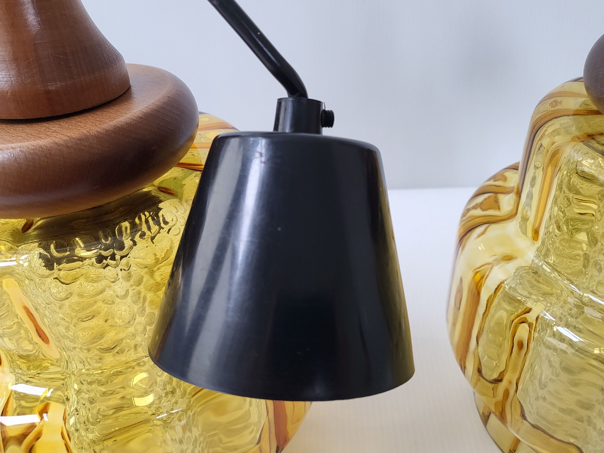 Pair of pendant lamps Carl Fagerlund Orrefors vintage 1960