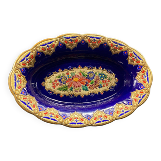 Oblong hollow dish in Longwy earthenware MP Chevallier Renaissance