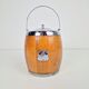 Vintage Wooden Barrel Ice Bucket with Ceramic Interior, 1960s