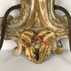 Pair of wall has 2 light wooden carved and patinated flowers decoration