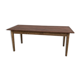 French farmhouse table from the 1950s in solid cherry wood and pine legs