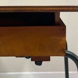 Folding wood and metal school desk