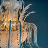 Venetian chandelier in white and gold Murano glass, circa 1980