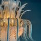 Venetian chandelier in white and gold Murano glass, circa 1980