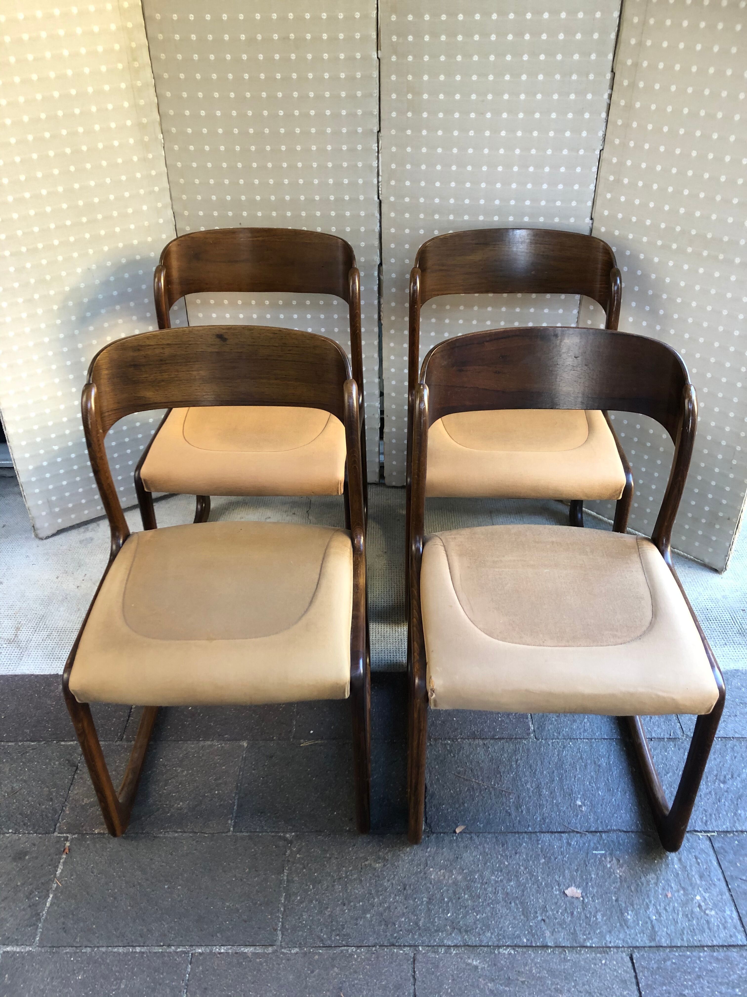 Original Baumann "Sled" series of 4 chairs
