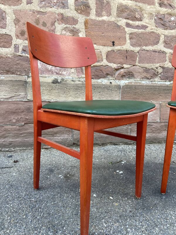 Paire de chaises bistrot vintage simili 1960