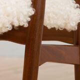 Th. Herlev, Farstrup solid teak chair in natural sheepskin upholstery, Denm