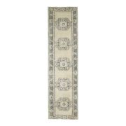 Vintage Turkish Oushak Handmade Wool Cotton Beige Runner 74x285