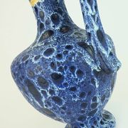Large vintage kreutz-keramik 1960s 70s vase jug model 228 fat lava drip glaze intense blue