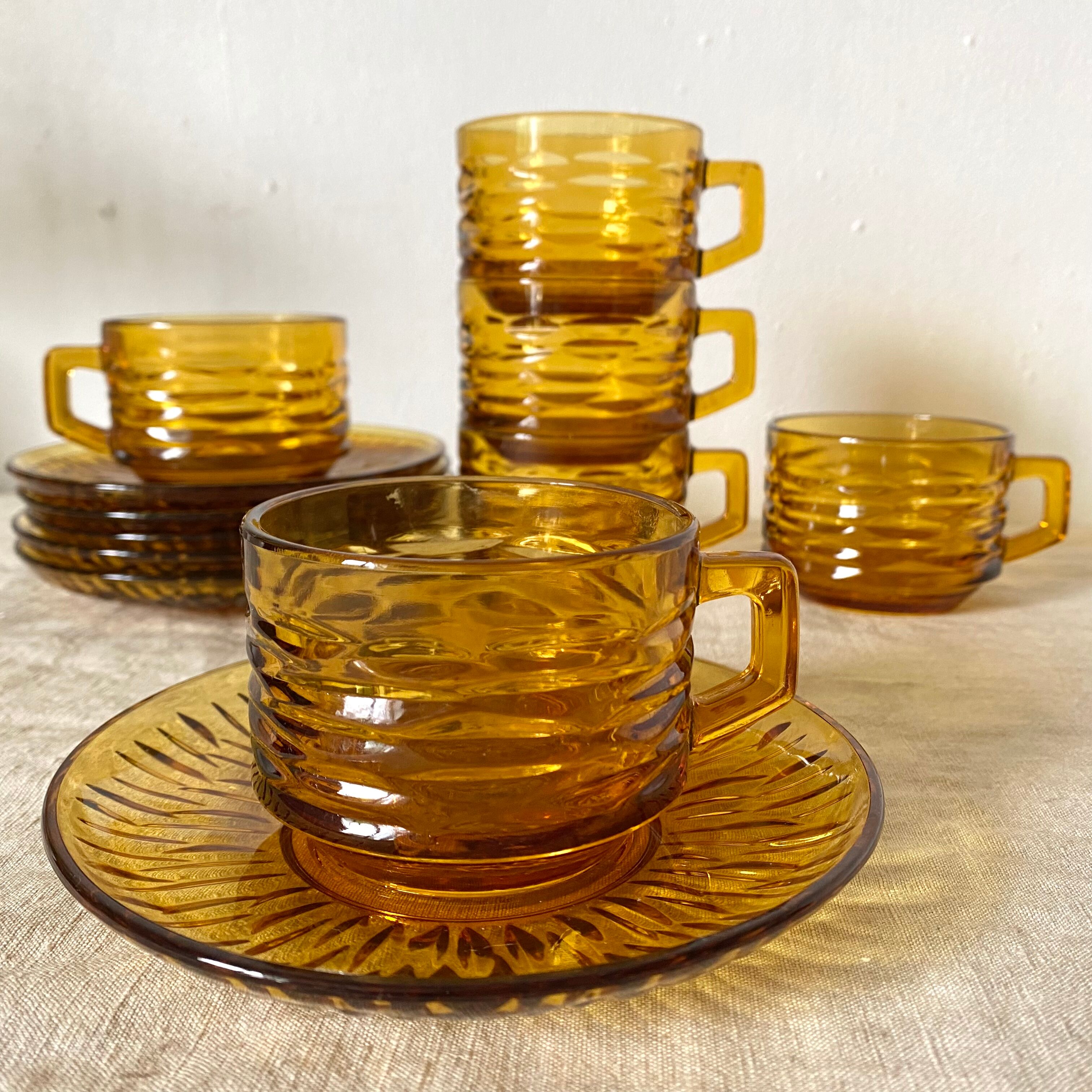Vereco cups in amber glass
