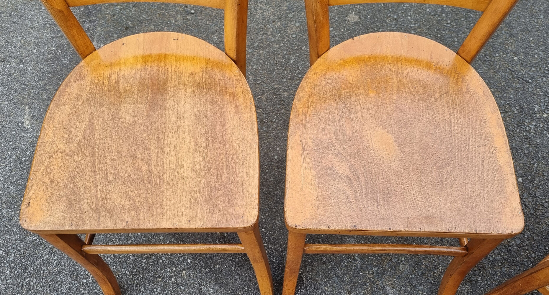6 Luterma bistro chairs, blond wood, vintage, 50s
