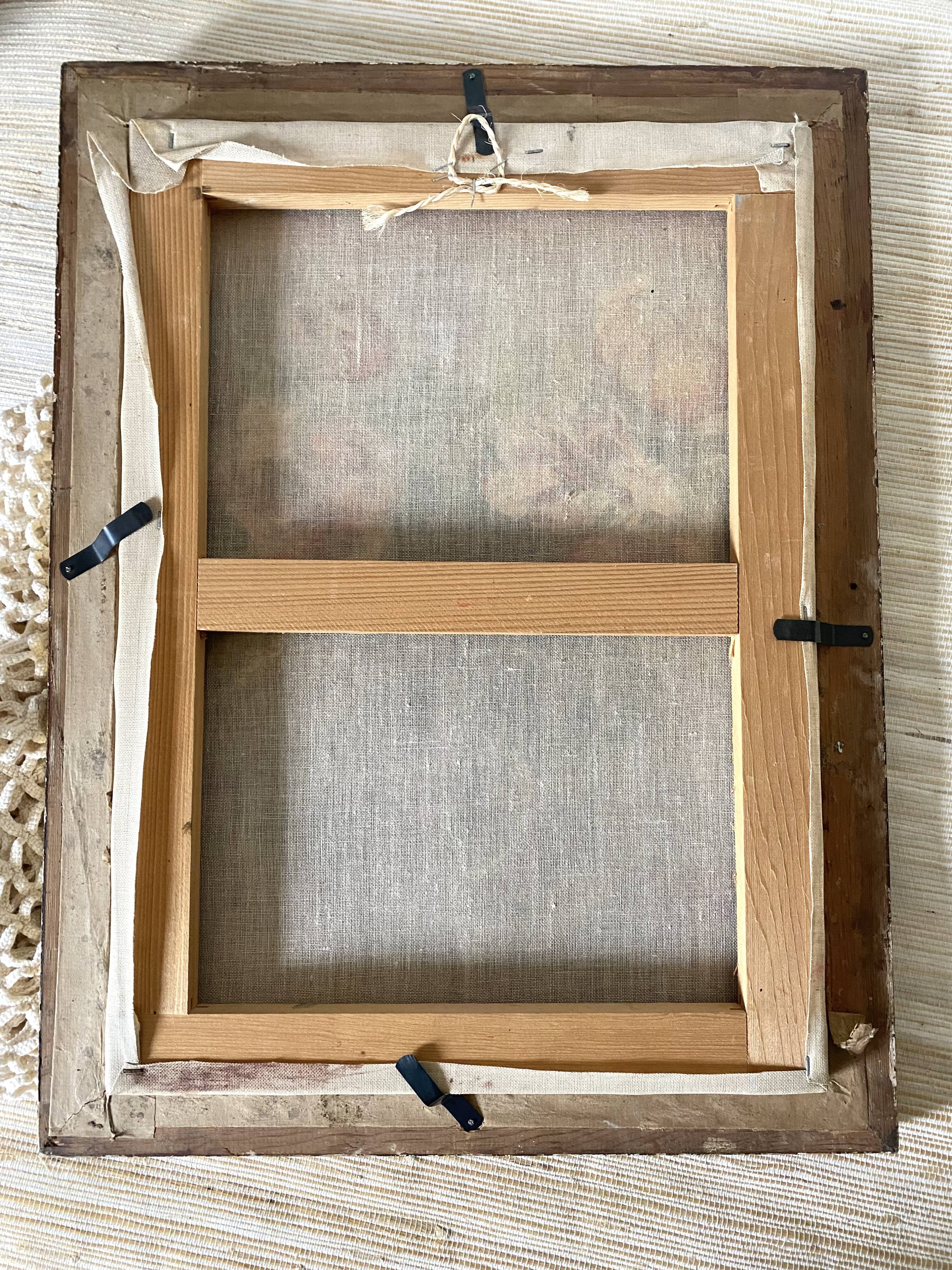 Painting, framed peony canvas