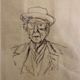 Original portrait sketch of architect Franck Loyd Wright