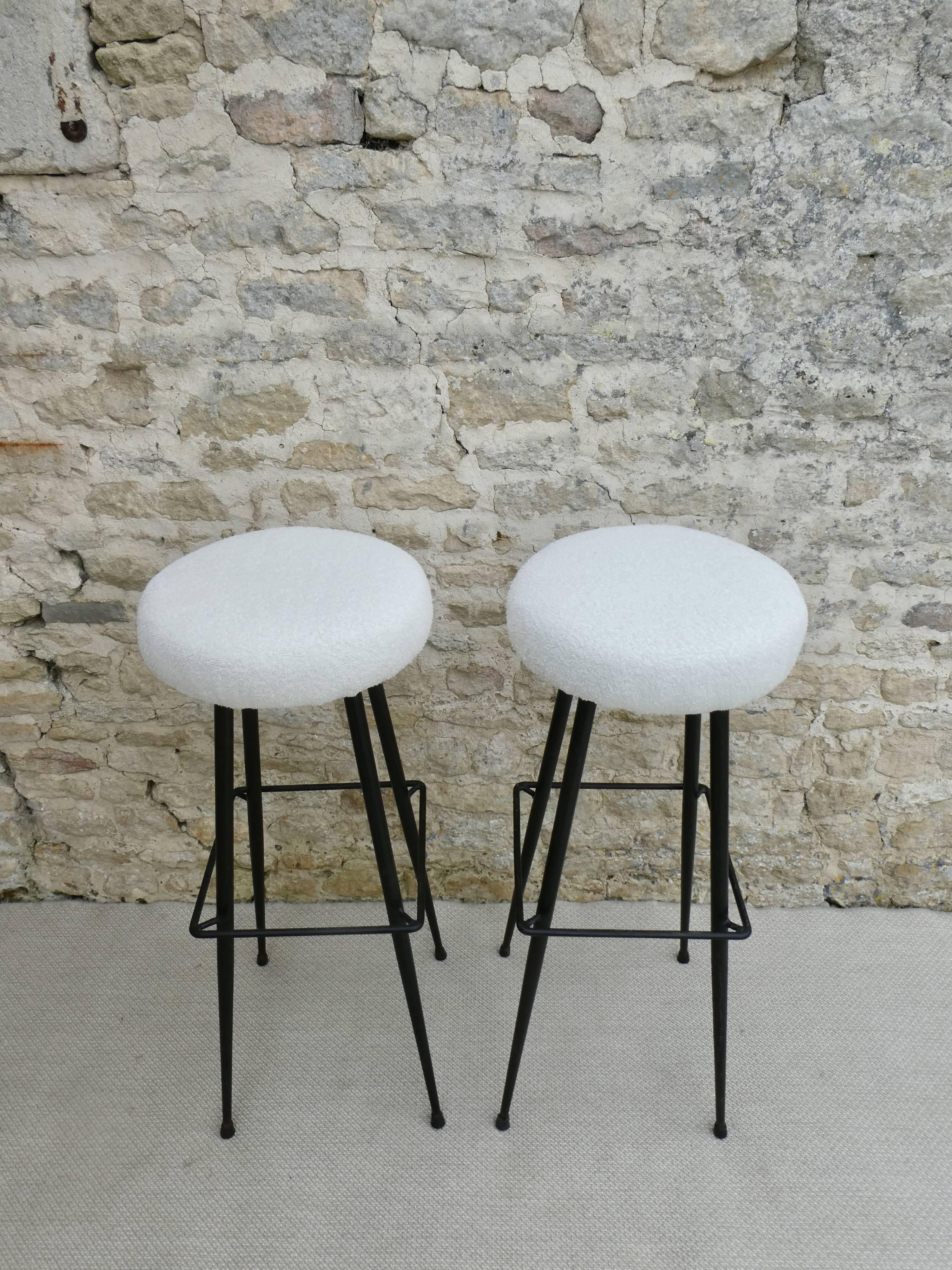 Pair of metal bar top stools in the 60s