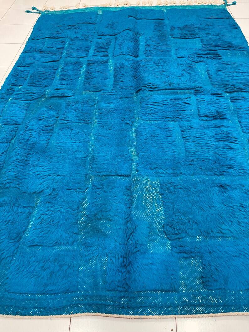Handmade blue Moroccan rug 200cm x 300cm