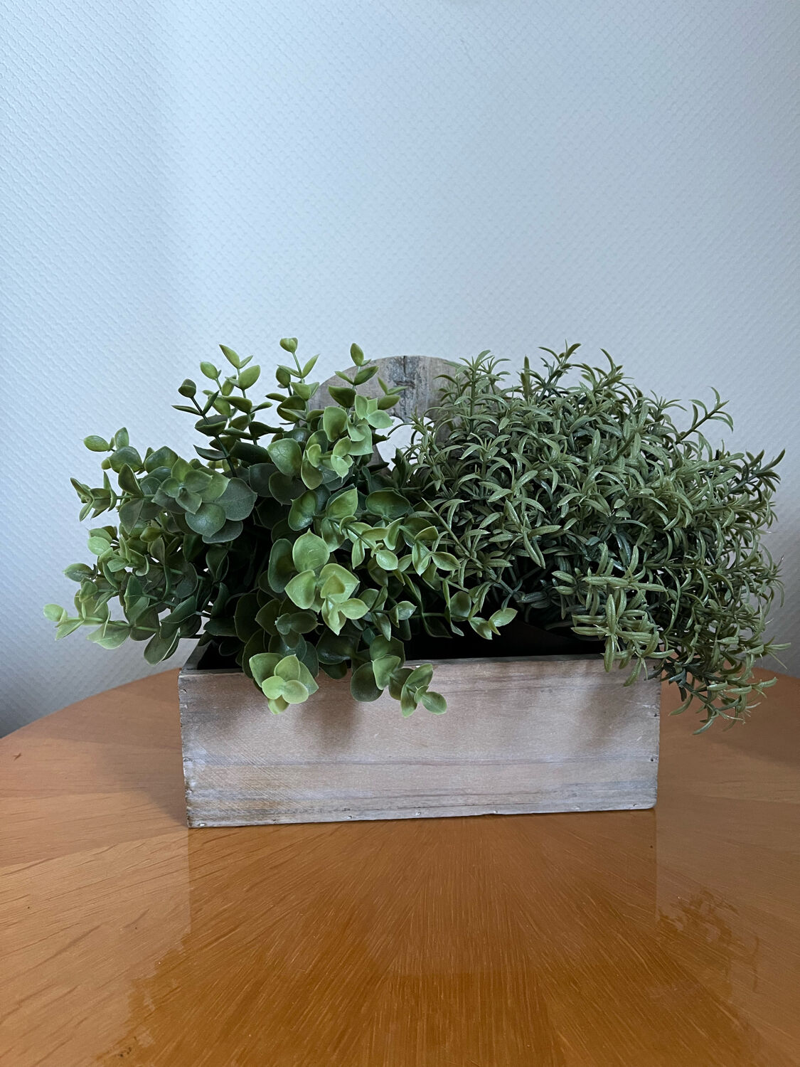 Wooden planter white patina
