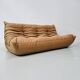 French Togo 3-seater sofa in camel leather attributed to Michel Ducaroy for Ligne Roset