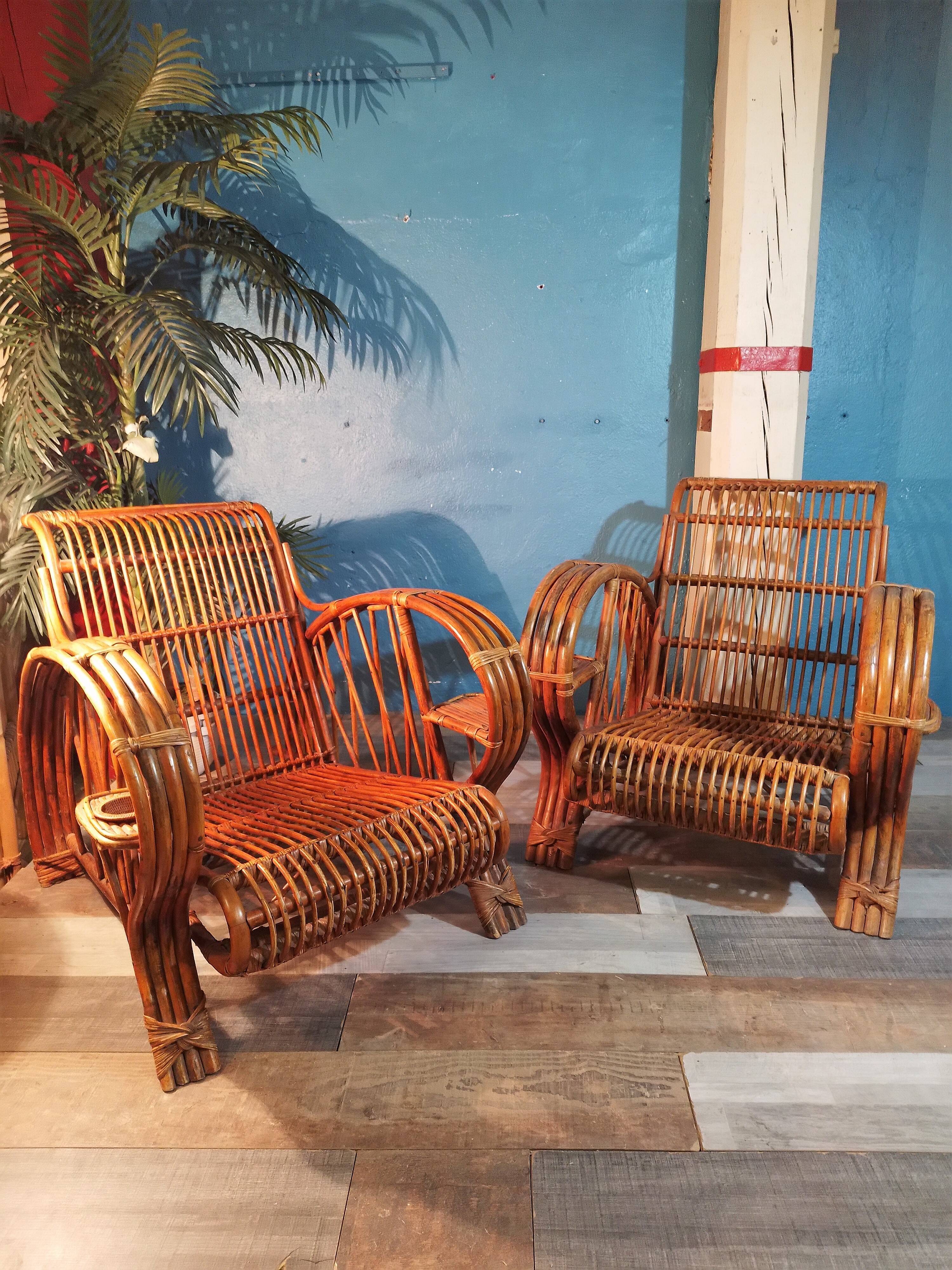 Bamboo armchairs Indochina 1940s