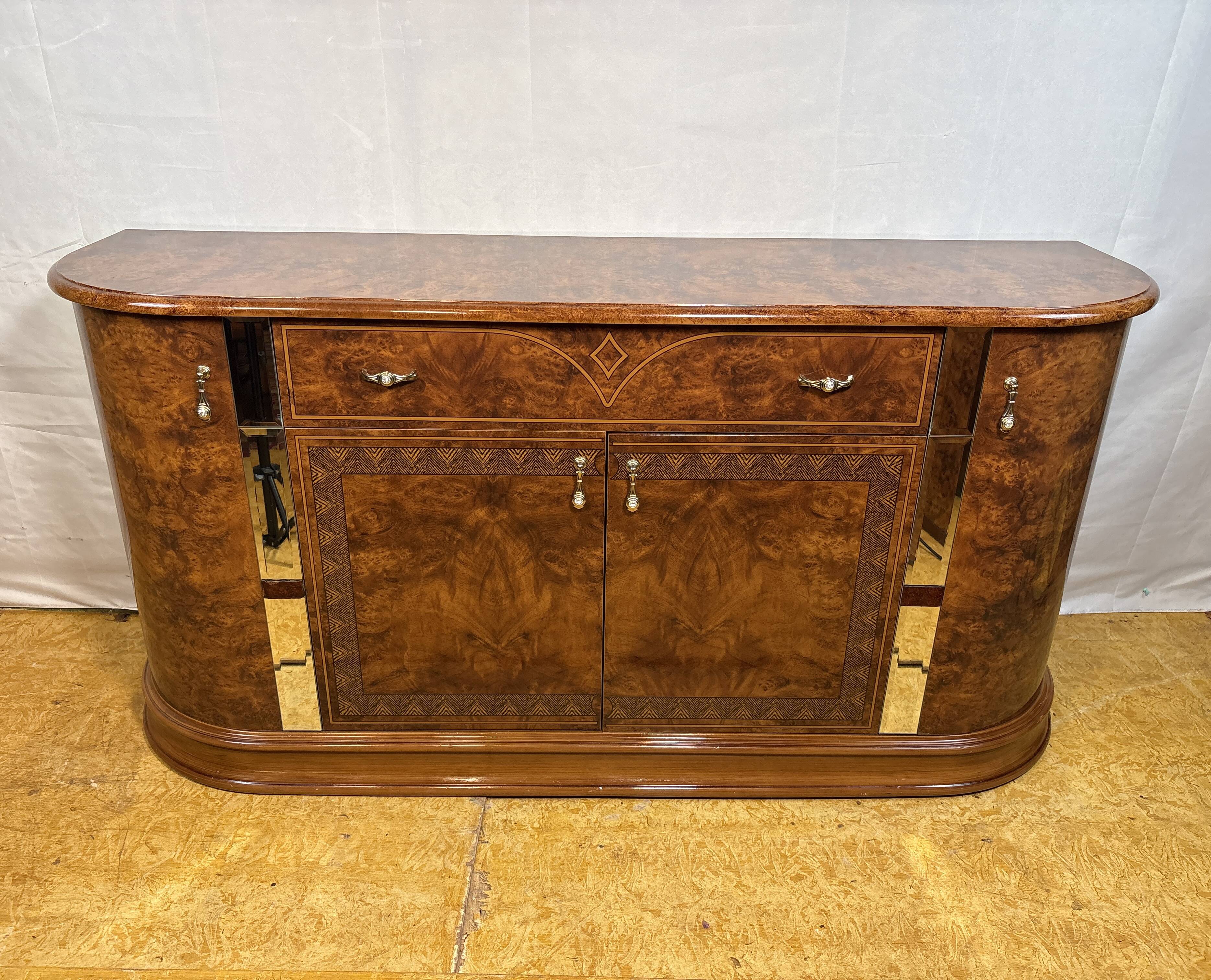 Buffet italien vintage des années 1980 – Effet noyer et miroir