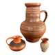 Trio of vintage vases in chiselled terracotta