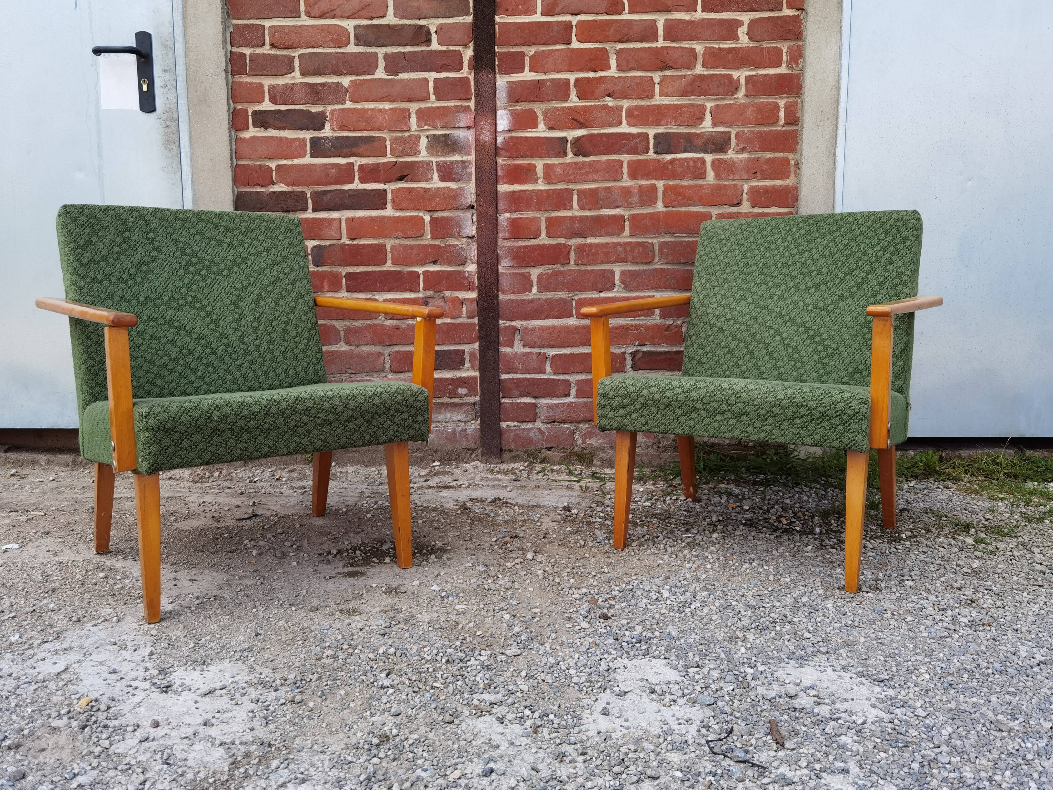 Pair of green Armchairs Tatra 1960