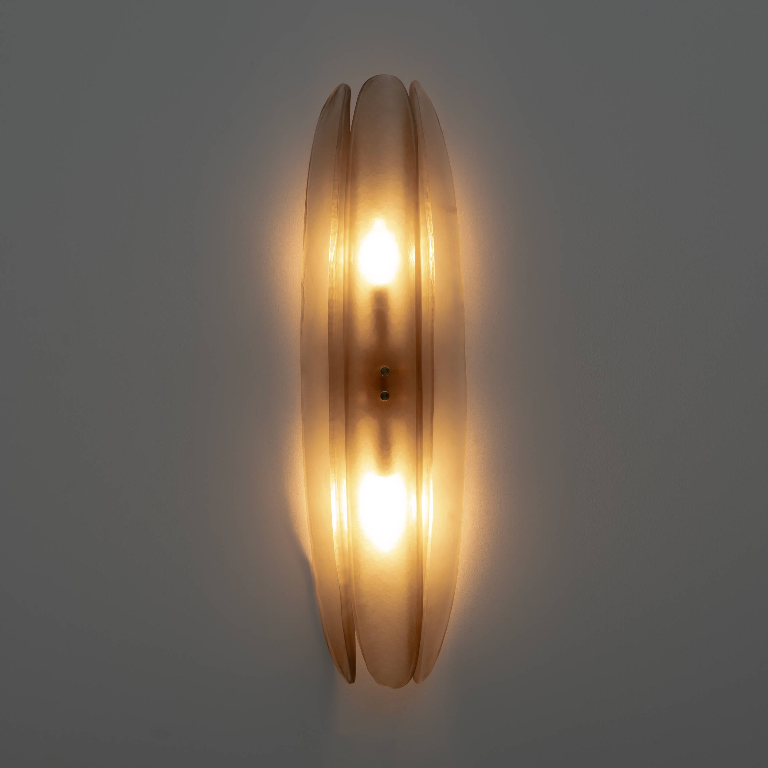 Pair of Fontana Arte Style Mid-century Modern Smoke Murano Glass Sconces