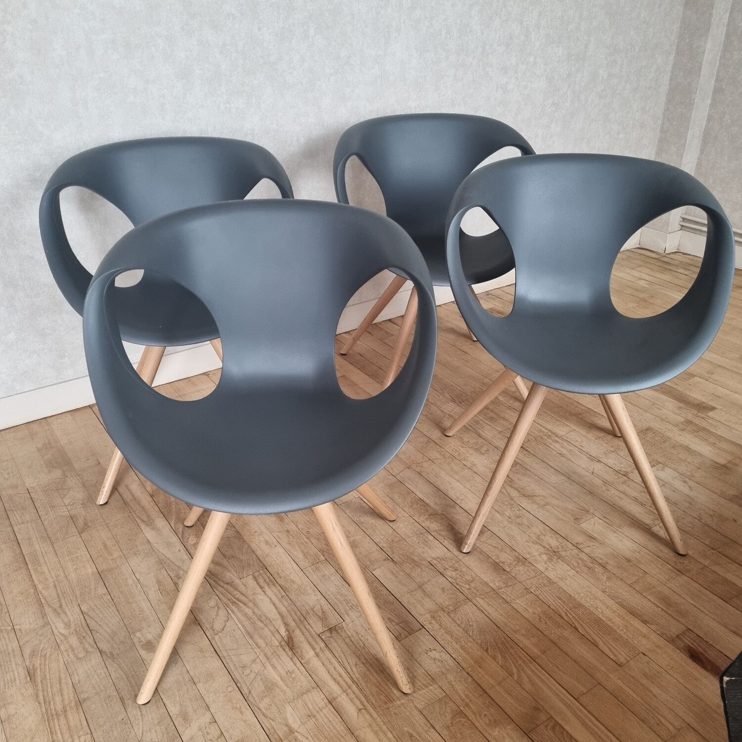 4 bucket chairs, M. Ballandat for Tonon Up, Italy