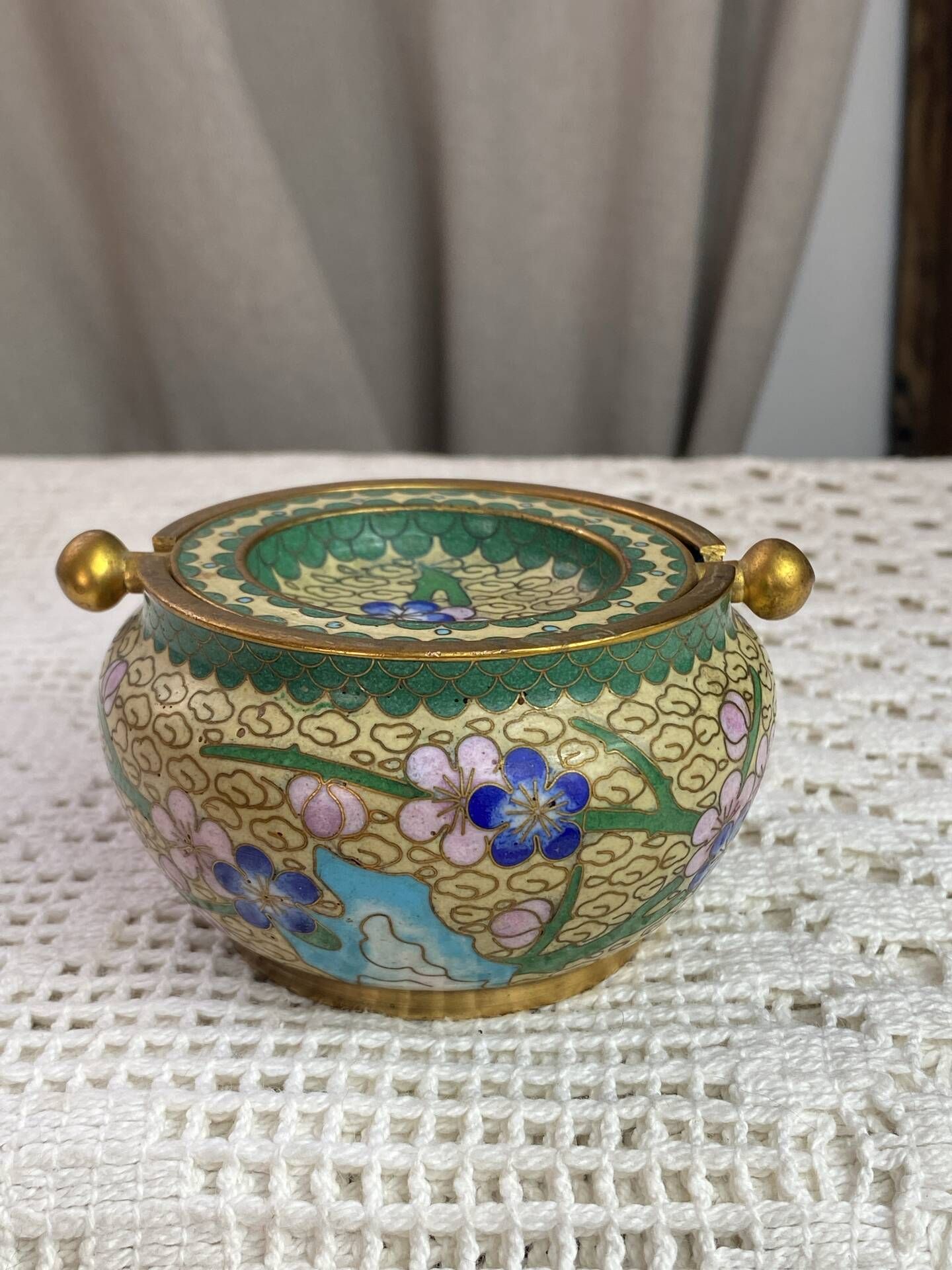Enamelled brass ashtray