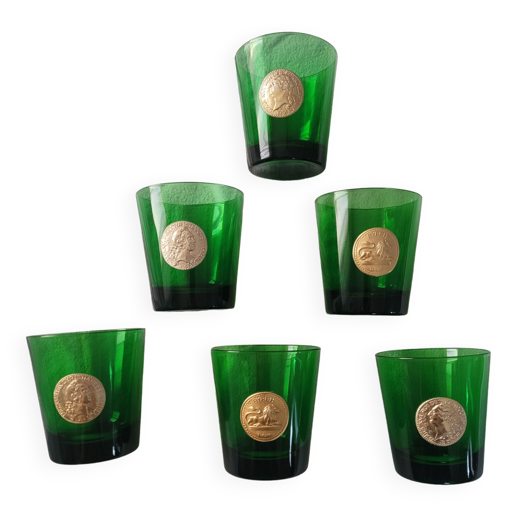 6 Vintage Byrrh / Dubonnet glasses