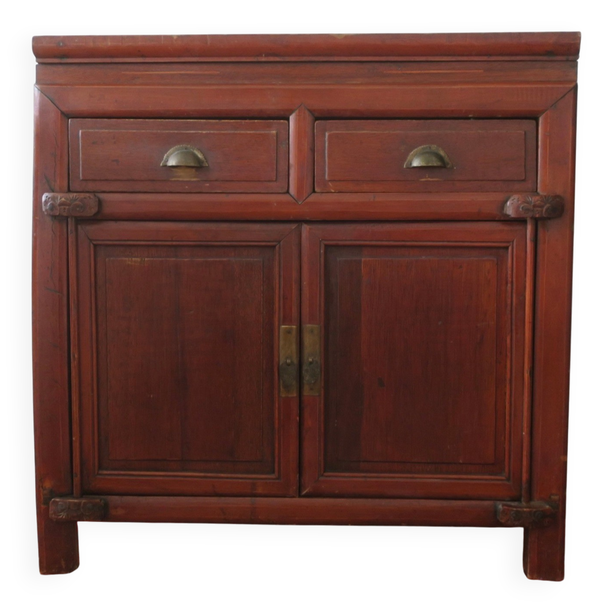 Antique painted 2 door cabinet with 2 drawers, 1910