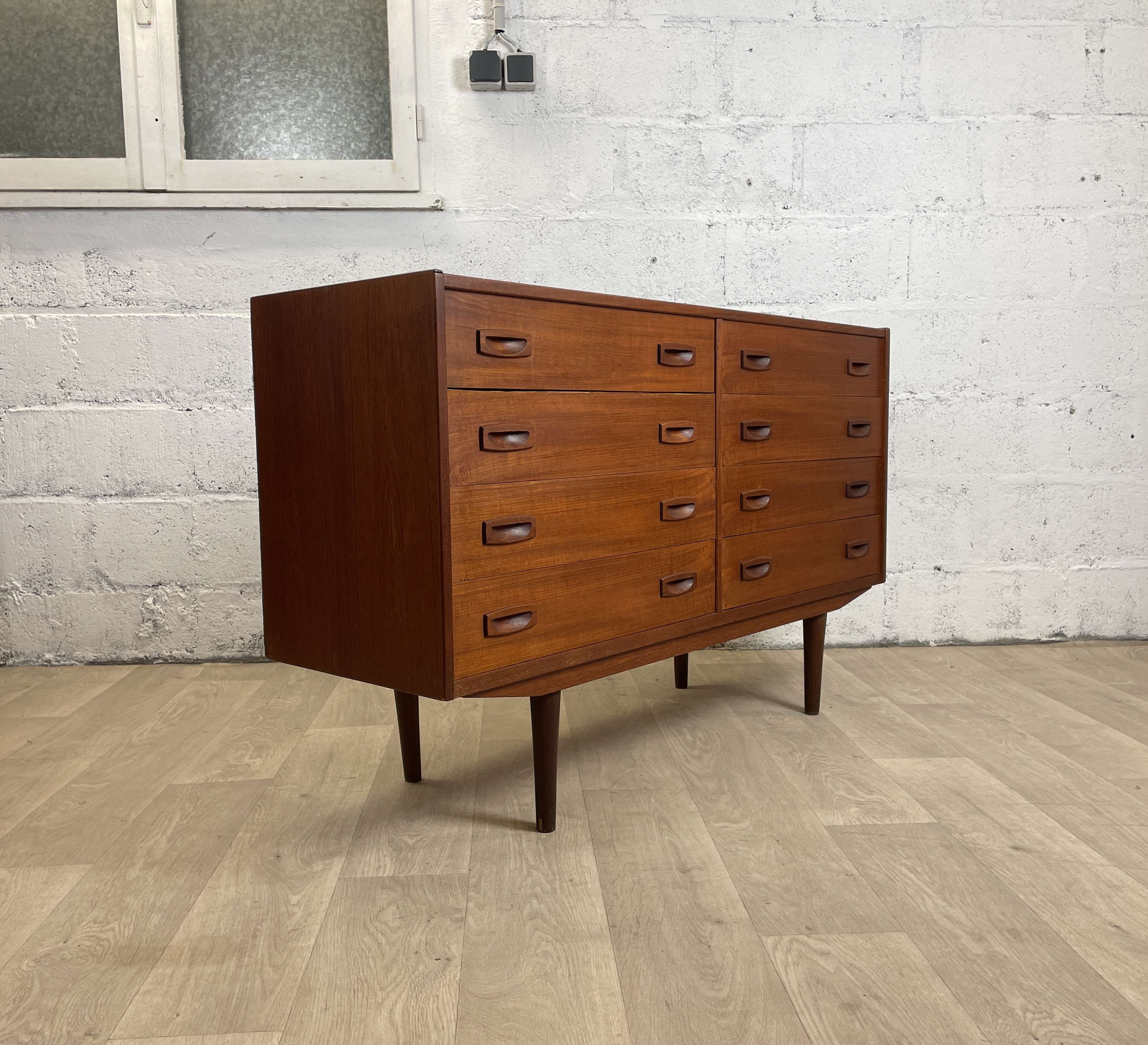 Double vintage Scandinavian teak chest of drawers, 60s