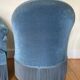 Pair of blue velvet toad armchairs from the 60s