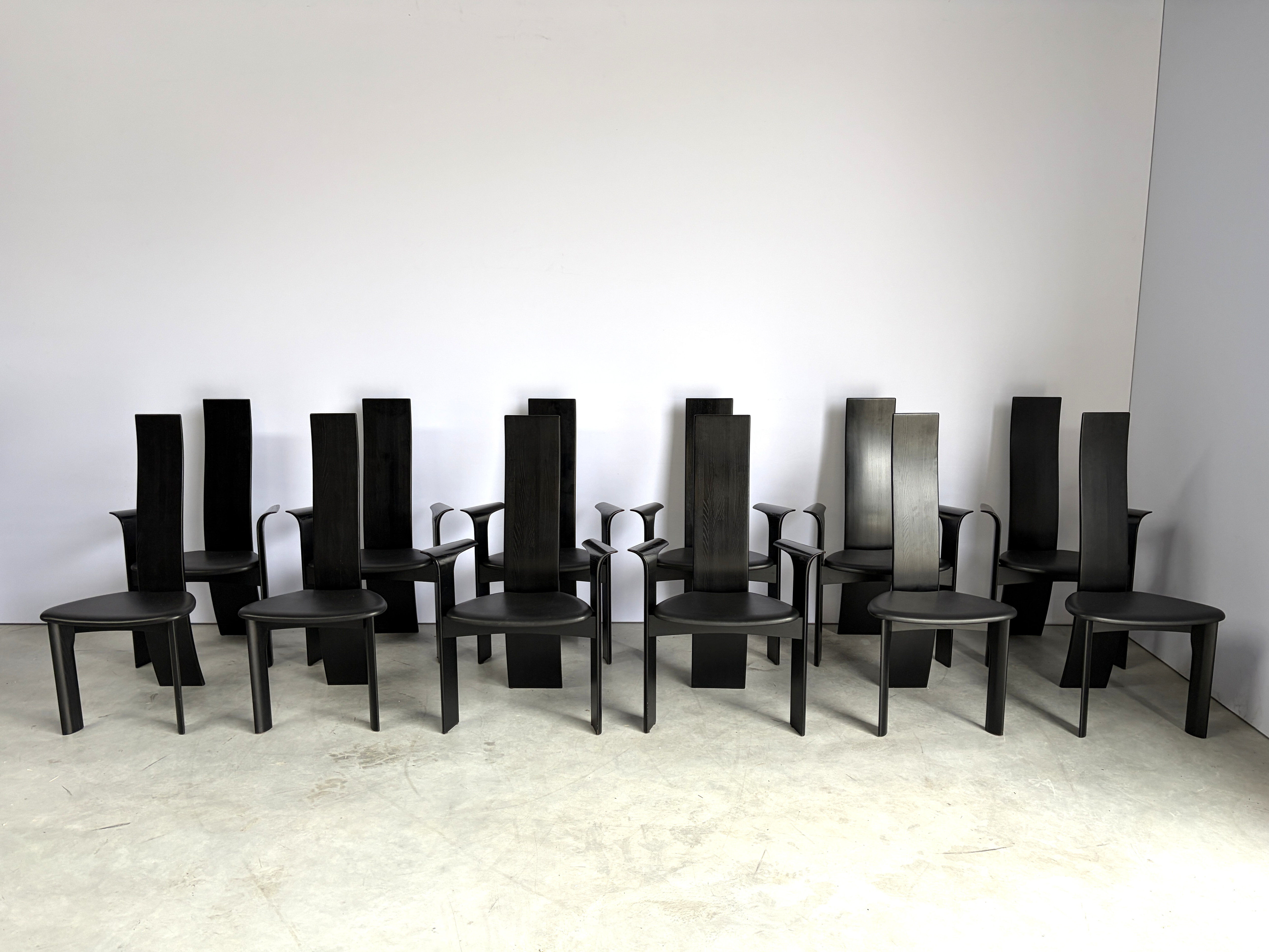 Ensemble de 12 chaises iris par Vandenberghe Pauvers, années 1990.