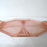 Plateau en verre rose art-déco